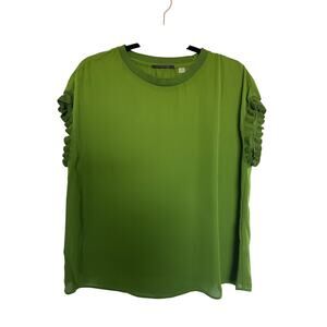 T Tahari Lettuce Edge Popover Blouse, L